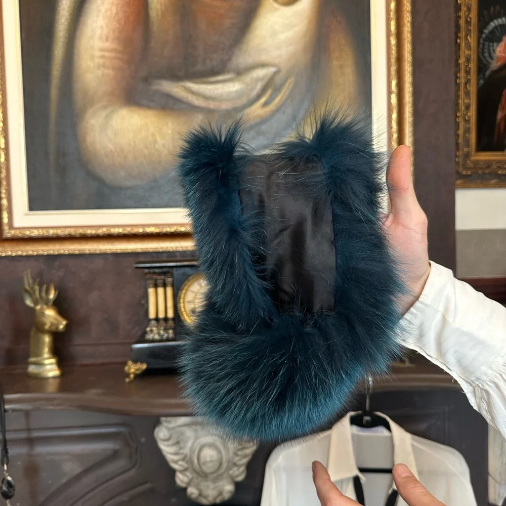 Vintage Teal Fur Headband Or Neck warmer - Picture 8 of 11
